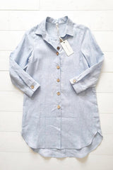 Mia linen blouse, oxford blue