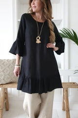 Juliet linen dress, black