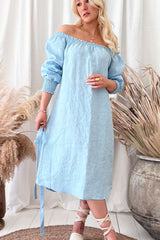 Amalfi linen dress, oxford blue