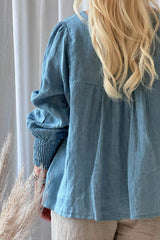 Camila linen blouse, blue