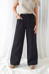 Carpenter linen pants long, black