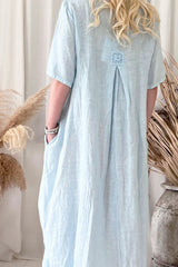 Daphne linen dress, oxford blue