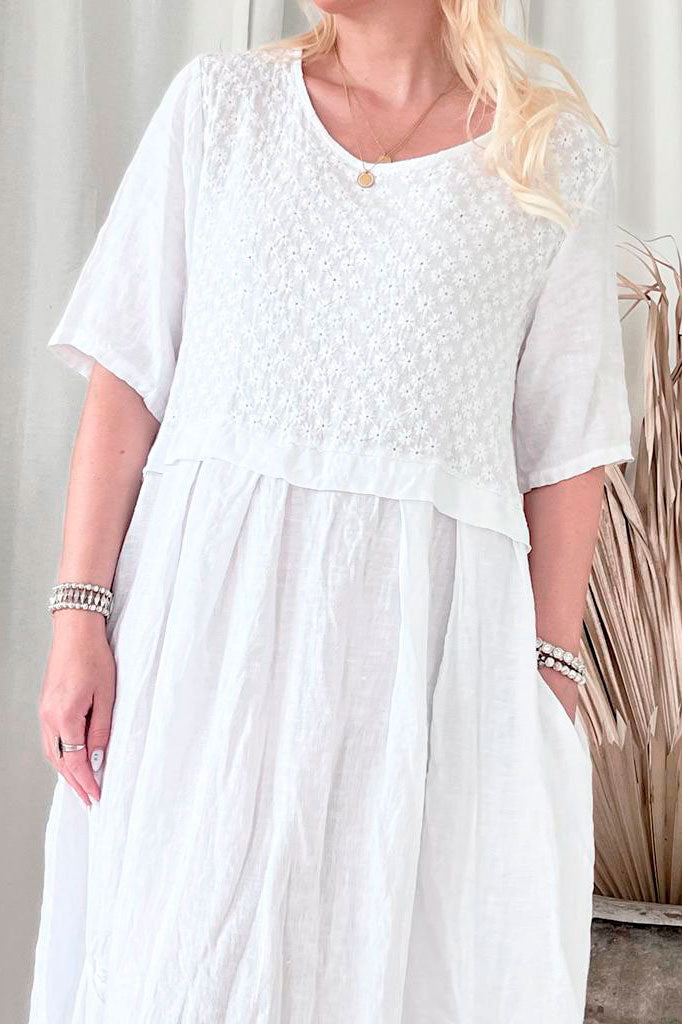 Daphne linen dress, white