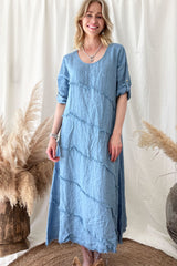 Edda linen dress. blue