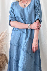 Edda linen dress. blue