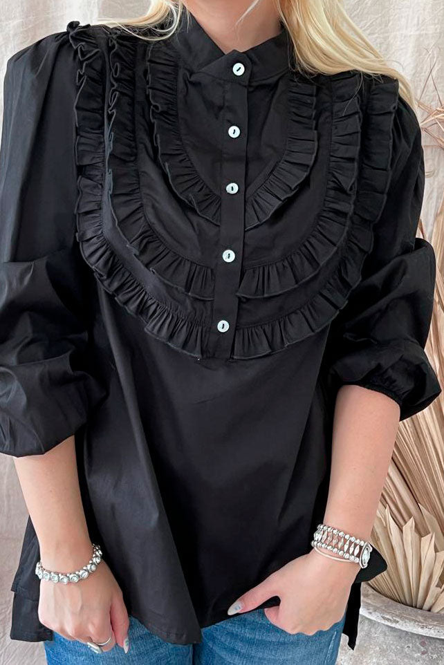 Elisabeth cotton blouse, black