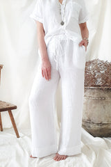 Full moon linen pants, white