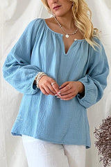 Jasmine cotton shirt, sky blue
