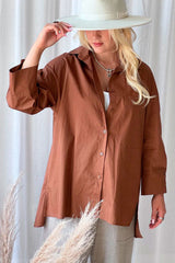 Kaia cotton shirt, camel