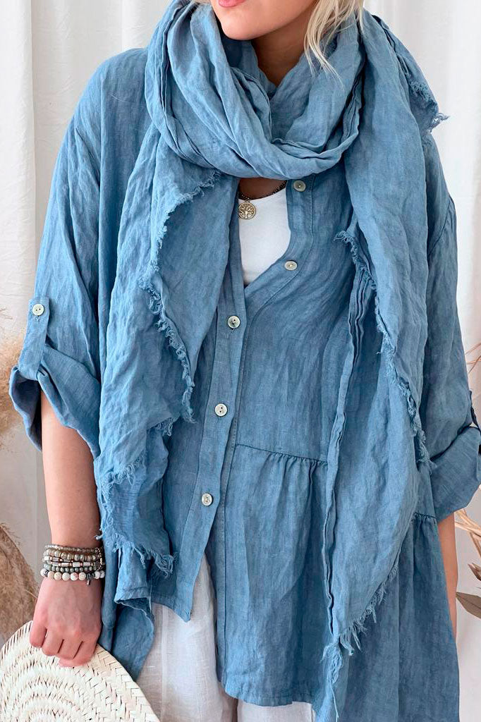 Linen scarf, blue