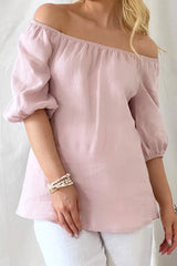 Louise linen shirt, blush pink