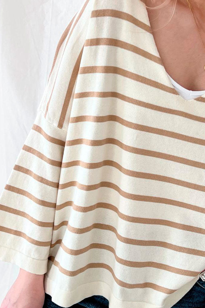 Lovely day cotton shirt, caramel stripe