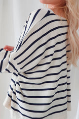 Lovely day cotton shirt, navy stripe
