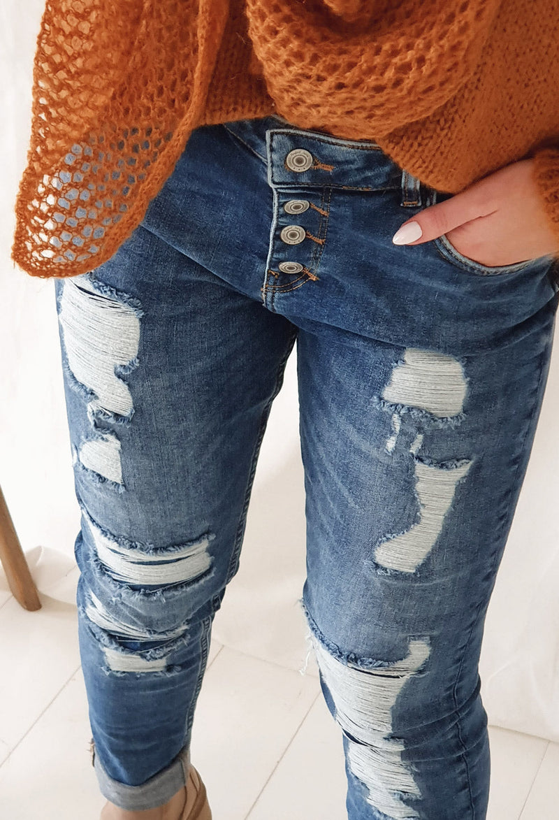 Ripped jeans, blue wash