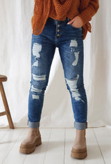 Ripped jeans, blue wash