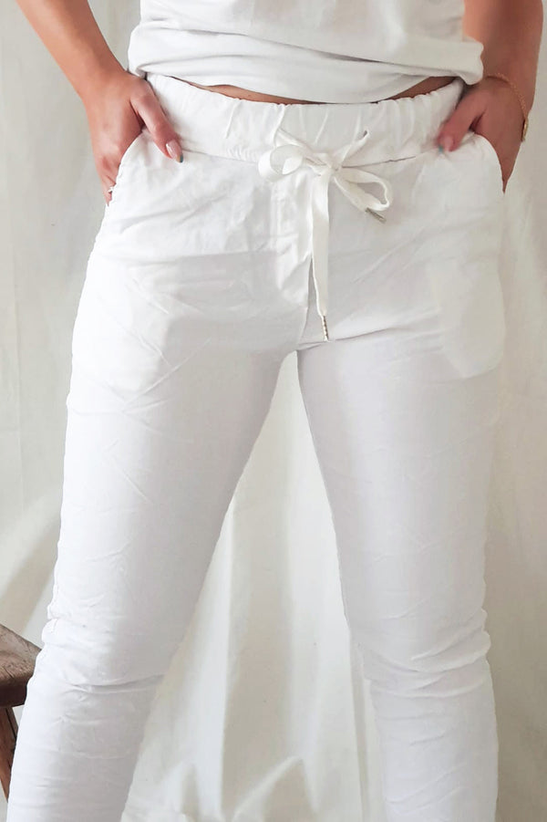 Stretch joggers, white