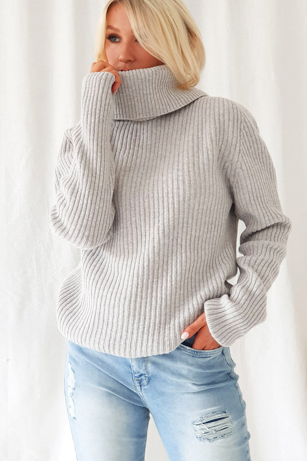 Timeless polo knit, grey
