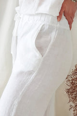 Zaida linen pants, white